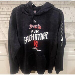 Atlanta Braves Hoodie Mens Large Navy MLB Baseball Majestic Pullover Sweatshirt